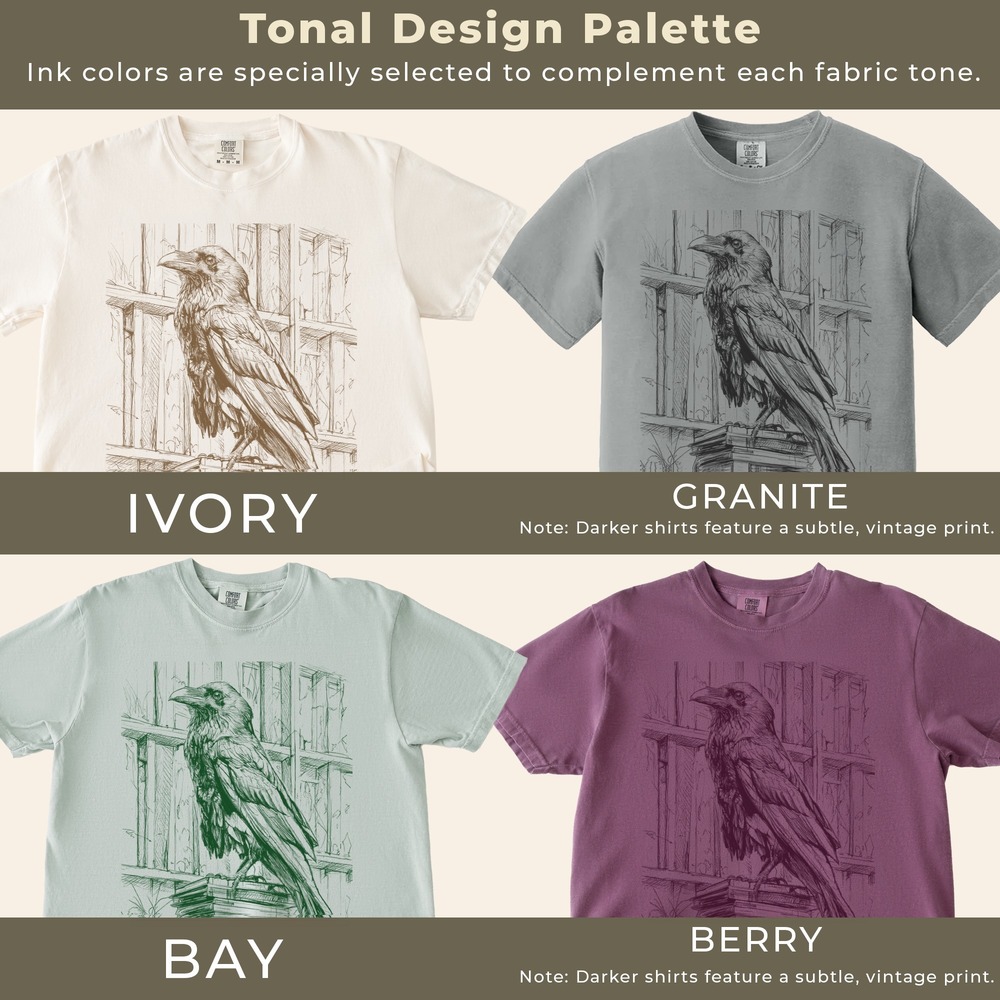 Bird on Books Graphic Tee Ink Sketch Artistic Design - Picture 5 of 6